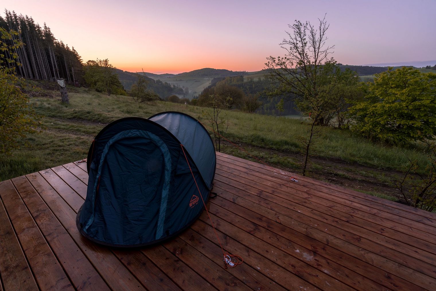 Trekkingplatz U1 am Uplandsteig bei Sonnenuntergang