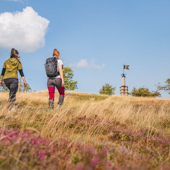Frauen wandern im Sommer am Osterkopf zum Gipfel